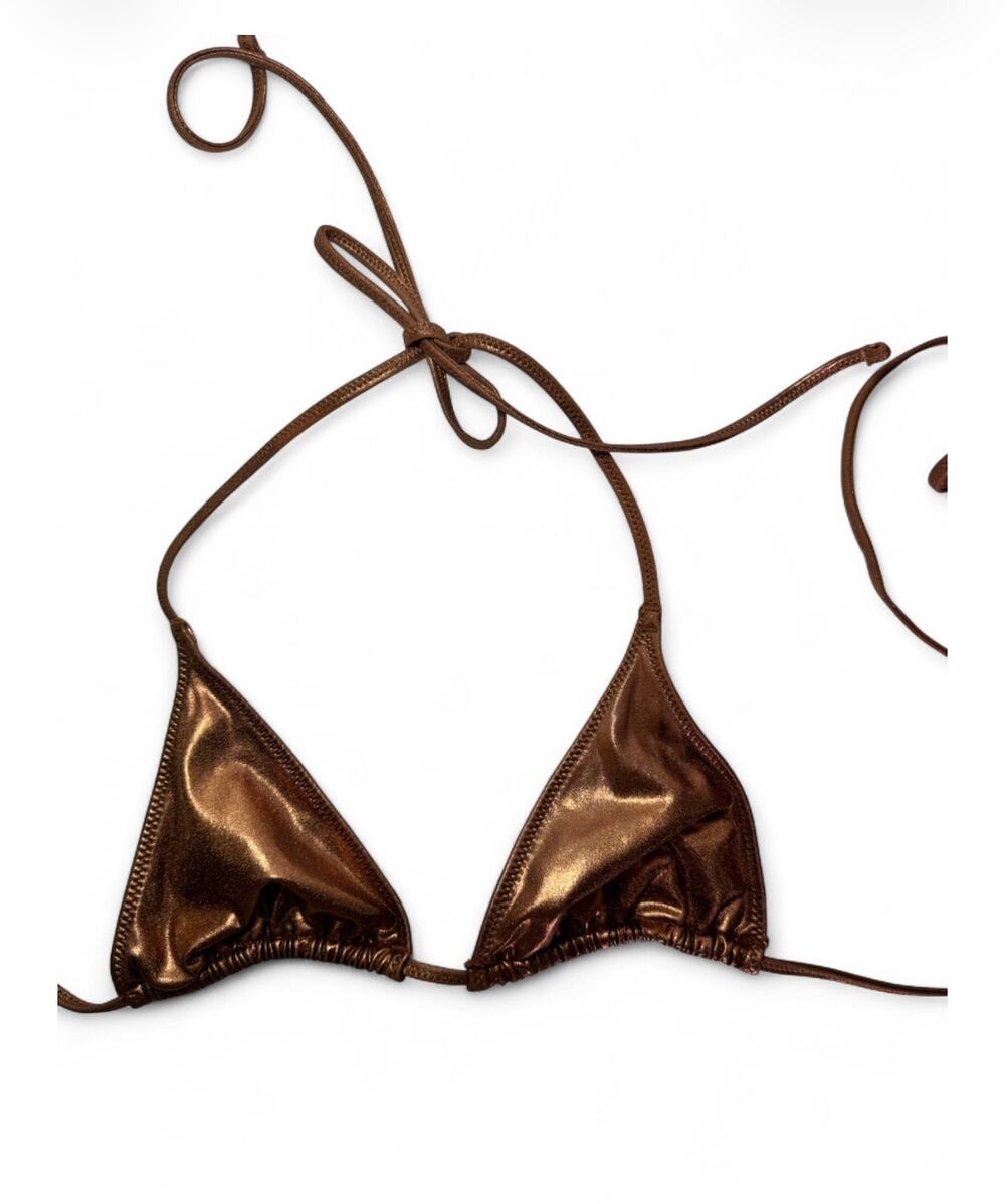 SKIMS Metallic Swim String Triangle Bikini Top Bronze Size XS